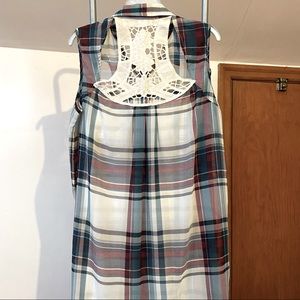 Jolt Tank Plaid Sheer Tunic